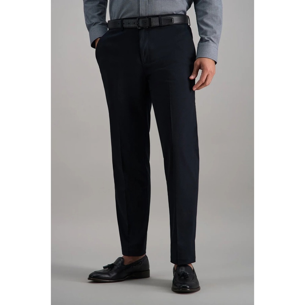 Haggar Mens Premium Iron Free Khaki Straight Fit 34W 32L Flat Front Black